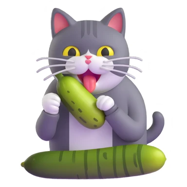 cat eating a pickle sticker