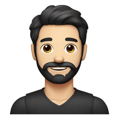 Blue eyed Dark haired man with beard and mustache holding black Labrador  sticker