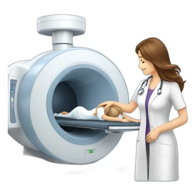 Posh-Radiologist-performing-breast-mri-to-woman sticker