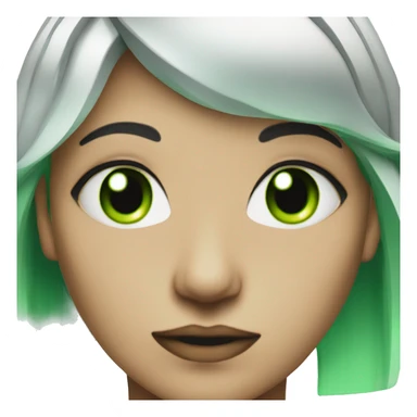 Cyborg with green eyes and green hair sticker