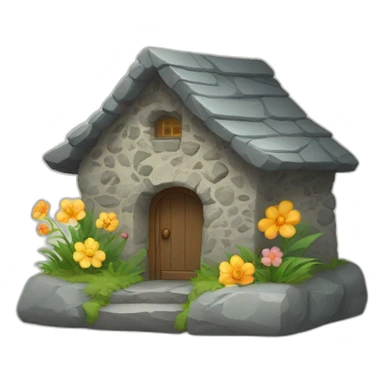 Little stone house with flower  sticker
