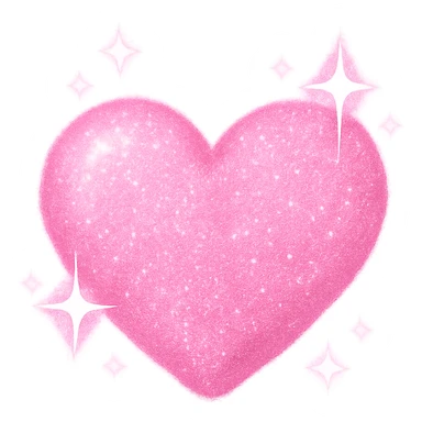 girly sparkling object, heart-shaped, sparkles, no background sticker