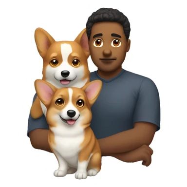 man and woman pondering with corgi sticker
