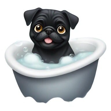 Black pug taking a bath sticker