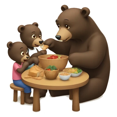 Bear feeding family sticker