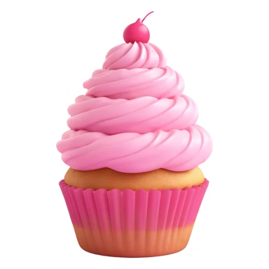 cute cupcake with pink icing, 3D style, adorable sticker