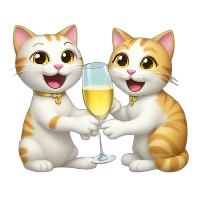 two happy cats toasting with glasses of champagne sticker