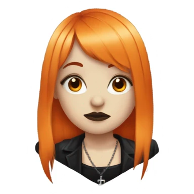 Goth girl with tattoos and long orange hair and bangs sticker