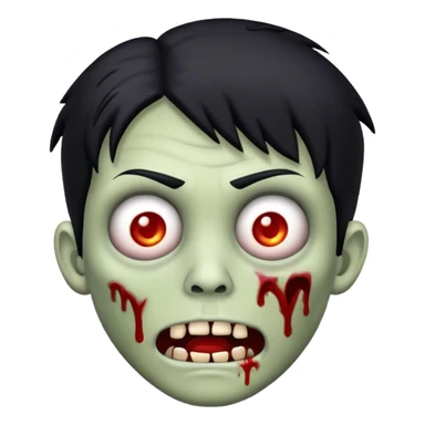 emoji de zombie com cabelo preto e olhos pretos  sticker