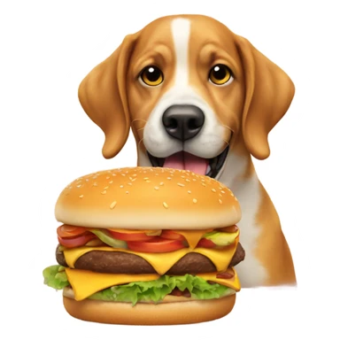 doggy eating a cheeseburger sticker