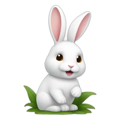 white rabbit with a flower sticker