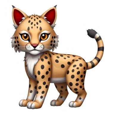 Cute cool black red white grey bobcat-lynx-cheetah-animal-hybrid-Fakemon full body sticker