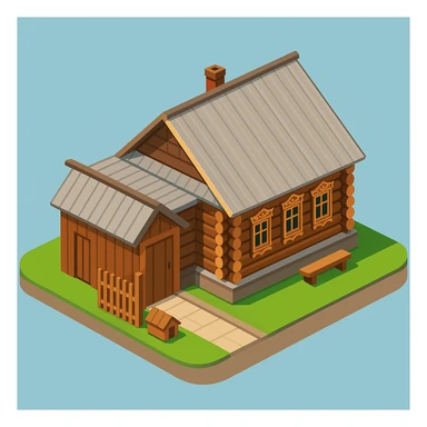 isometric illustration of the building. 3D isometric infographic design. Clean lines, bright and saturated colors, minimal unnecessary details. View from above at an angle (isometric), showing the roof, facade, and part of the surrounding area. Soft shadows, daylight lighting, no harsh contrasts. Background should be solid (blue, gray, or light tone). Add a small area around the building (roads, tiles, grass) so the building looks complete. Accurately represent the architectural features of the building (roof shape, facade, colors). Final style should be neat and polished, similar to posters or educational infographics. sticker