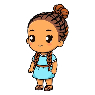 pretty brown skin girl with braids sticker