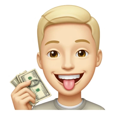 smile with money tongue sticker