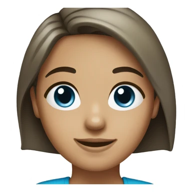 Girl with light olive skin, dark brown hair and blue eyes smiling  sticker