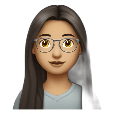 Uzbek 15yo, dark brown long a bit shiny hair with thin metal view glasses sticker