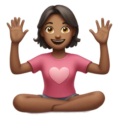 smiling girl with heart hands sticker