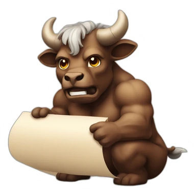 minotaur with paper cute one sticker