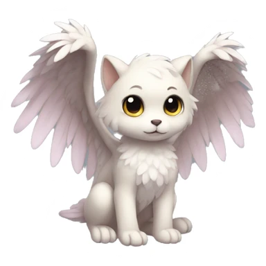 Anthro shy cute kawaii winged animal hybrid full body sticker