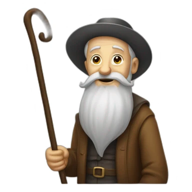 very old man with long beard and cane sticker