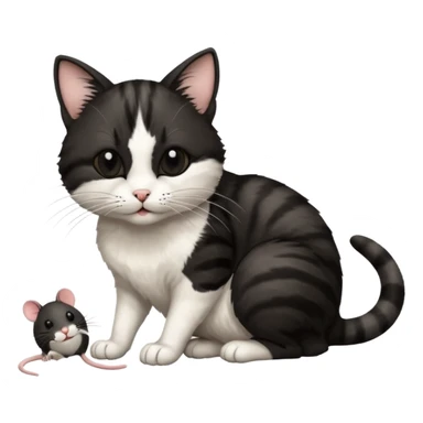 cat eating a mouse sticker