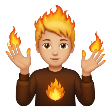 A boy with no hands fire instead made out of fire sticker
