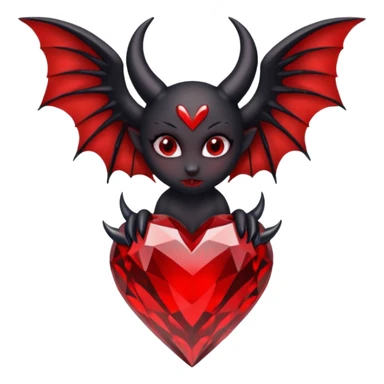 small black succubus wings, cryhstal heart red, black heart tail sticker