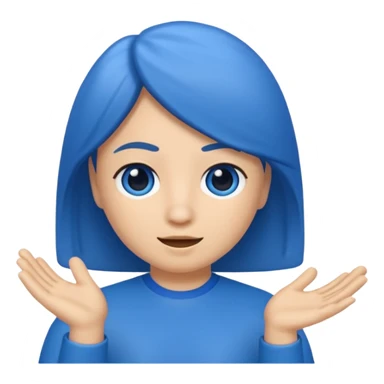 Memoji cabello azul parando el dedo de enmedio  sticker