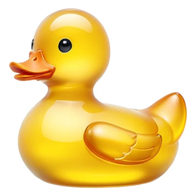 glowing glass rubber duck,  minimalistic yellow transparent glass 3d neon glowing sticker