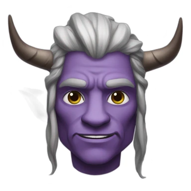 purple-skinned firbolg man with cow-ears sticker