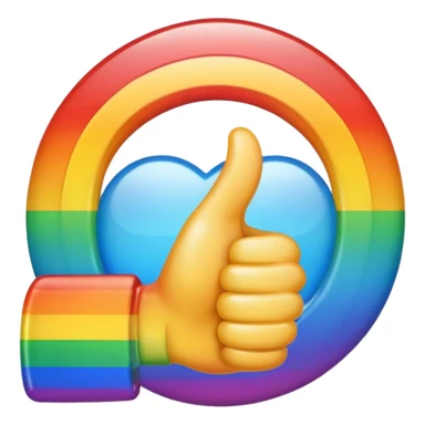 thumbs up emoji with rainbow gradient, apple style sticker