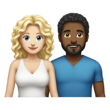Couple black man with low cut and a beard and a white woman with curly blonde hair and blue eyes  sticker