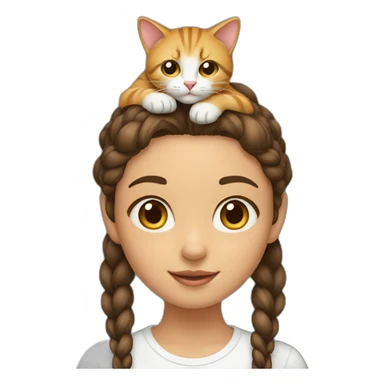 A girl with a cat on top of her head sticker