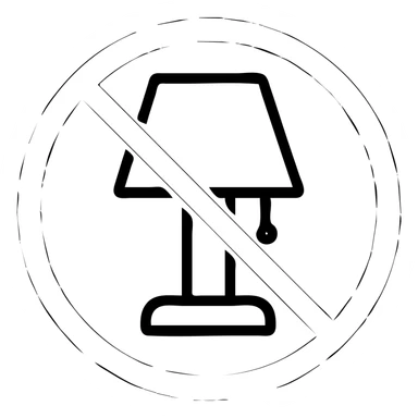 green table lamp crossed out with a red prohibition symbol, clear and bold, icon style sticker