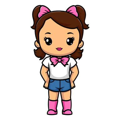 Bratz doll with brown hair and pink bow sticker