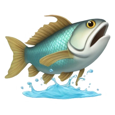 fish with brown hair jumping out of water sticker