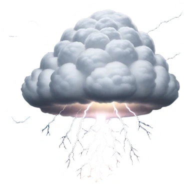 Cinematic Realistic Cumulonimbus Emoji, Towering and imposing, with dark, dramatic clouds reaching up into the sky in a billowing formation. Lightning flickers within, and the atmosphere is charged with energy, signaling a powerful storm ahead. Soft glowing outline, capturing the essence of raw power, intensity, and nature’s fury in a mighty cumulonimbus cloud! sticker