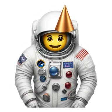 astronaut with a party hat sticker