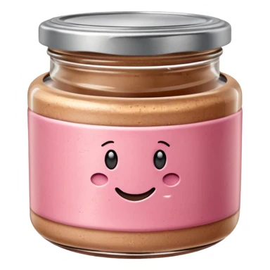 small glass jar of coarse beige-pink pâté with metal lid, visible texture, no label or extras, soft lighting, subtle shadows, transparent background, emoji scale sticker