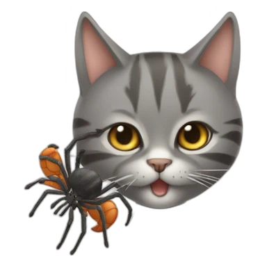 A cat eating a spider sticker