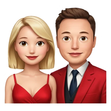 elon musk and Jennifer Lawrence in red dress sticker