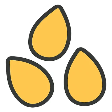 three sesame seeds, stylized, minimalistic sticker
