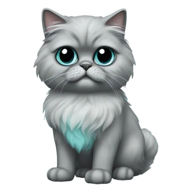 full body grey Persian cat with black ears and aqua blue eyes sticker