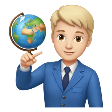 English teacher pointing to a globe, friendly expression sticker