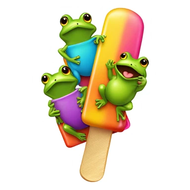 Guy licking a bunch of frogs while riding a popsicle sticker