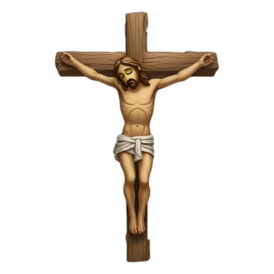 a wood crucifix without humans sticker