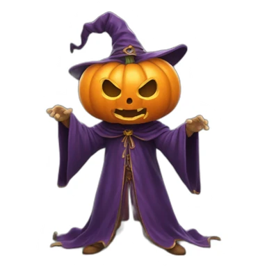 pumkin wizard casting a spell sticker