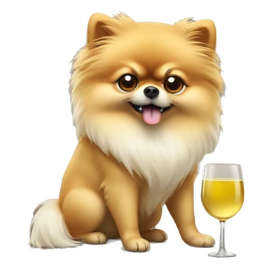 angry pomeranian with white wine in paw sticker
