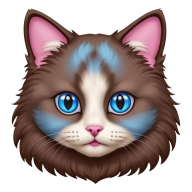 Chocolate colored ragdoll cat head sticker